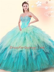 Ball Gowns Quinceanera Gown Multi-color Sweetheart Tulle Sleeveless Floor Length Lace Up