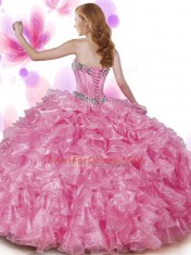 Wonderful Floor Length Rust Red and Peach Sweet 16 Quinceanera Dress Sweetheart Sleeveless Lace Up
