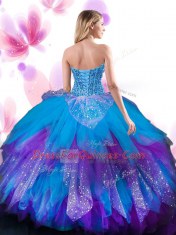 Multi-color Sweetheart Lace Up Beading and Ruffled Layers 15th Birthday Dress Sleeveless