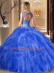 Elegant Scoop Purple Sleeveless Sequins Floor Length Quinceanera Dress