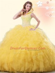 Classical Sleeveless Beading and Ruffles Backless Vestidos de Quinceanera