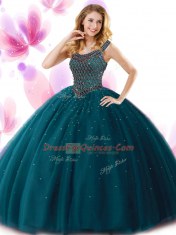 Fine Scoop Sleeveless Zipper Floor Length Beading Sweet 16 Dresses