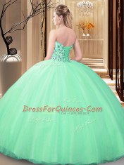 Fashion Sleeveless Lace Up Floor Length Embroidery Ball Gown Prom Dress