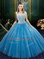 Sleeveless Zipper Floor Length Lace 15th Birthday Dress