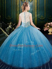 Sleeveless Zipper Floor Length Lace 15th Birthday Dress