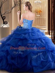 Extravagant Royal Blue Quinceanera Gowns Military Ball and Sweet 16 and Quinceanera and For with Beading Sweetheart Sleeveless Lace Up