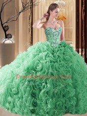 Turquoise Quinceanera Dresses Sweetheart Sleeveless Court Train Lace Up