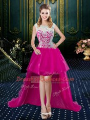 Cheap Four Piece Floor Length Zipper Quinceanera Gown Fuchsia for Military Ball and Sweet 16 and Quinceanera with Lace