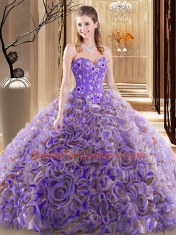 Dramatic Multi-color Sleeveless With Train Embroidery and Ruffles Lace Up Quinceanera Dress