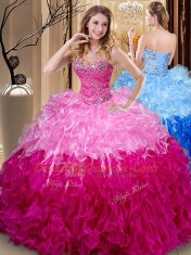 Multi-color Sleeveless Beading and Ruffles Floor Length Vestidos de Quinceanera