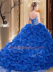 Exceptional Lace Up Quinceanera Dress Green for Prom and Military Ball and Sweet 16 and Quinceanera with Embroidery and Pick Ups Court Train