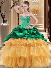Luxurious Sleeveless Lace Up Floor Length Beading and Ruffles Sweet 16 Quinceanera Dress
