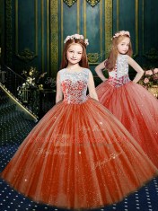 Floor Length Ball Gowns Sleeveless Orange Red Quinceanera Dresses Zipper