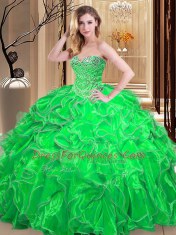 Classical Sleeveless Beading and Ruffles Floor Length Quinceanera Dresses