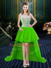 Exceptional Four Piece High-neck Sleeveless Brush Train Zipper 15 Quinceanera Dress Tulle