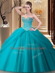 Sleeveless Lace Up Floor Length Beading Sweet 16 Dress