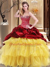 Pretty Floor Length Multi-color Vestidos de Quinceanera Organza and Taffeta Sleeveless Beading and Ruffles