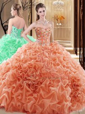 Custom Design Sleeveless Lace Up Floor Length Embroidery and Ruffles and Pick Ups 15th Birthday Dress
