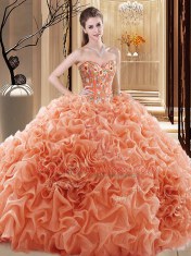 Custom Design Sleeveless Lace Up Floor Length Embroidery and Ruffles and Pick Ups 15th Birthday Dress