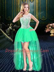 Four Piece Scoop Sleeveless Zipper Floor Length Lace and Pick Ups Ball Gown Prom Dress