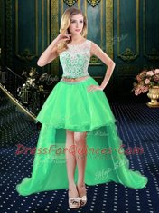 Modern Four Piece Sequins Floor Length Quinceanera Gown Scoop Sleeveless Lace Up