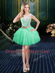 Gorgeous Three Piece Apple Green Scoop Lace Up Lace and Pick Ups Ball Gown Prom Dress Sleeveless
