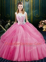 Spectacular Scoop Sleeveless Tulle Sweet 16 Dresses Lace and Pick Ups Zipper