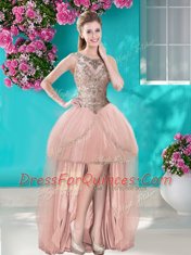 Traditional Four Piece Scoop Sleeveless Lace Up Floor Length Beading and Appliques Ball Gown Prom Dress