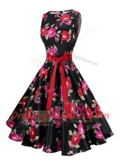 Scoop Knee Length A-line Sleeveless Multi-color Zipper