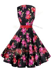 Scoop Knee Length A-line Sleeveless Multi-color Zipper