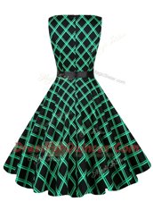 Unique Scoop Knee Length A-line Sleeveless Green Zipper