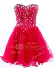 Sumptuous Baby Blue Sleeveless Mini Length Beading Lace Up Prom Dresses