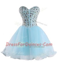 Top Selling Baby Blue Sweetheart Lace Up Beading Sleeveless