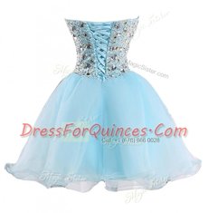 Top Selling Baby Blue Sweetheart Lace Up Beading Sleeveless