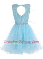Adorable Scoop Royal Blue A-line Beading and Lace Prom Party Dress Zipper Chiffon Sleeveless Knee Length