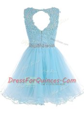 Adorable Scoop Royal Blue A-line Beading and Lace Prom Party Dress Zipper Chiffon Sleeveless Knee Length