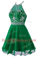 Wonderful Scoop Green Sleeveless Organza Zipper Prom Gown for Prom and Party