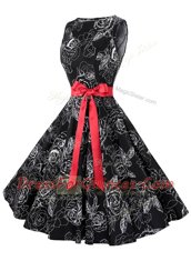 Admirable Black Dress for Prom Prom and Party and For with Sashes ribbons and Pattern Scoop Sleeveless Zipper