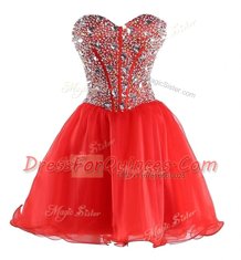 Organza Sleeveless Mini Length Evening Dress and Beading