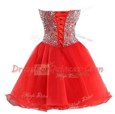 Organza Sleeveless Mini Length Evening Dress and Beading