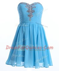 Sweetheart Sleeveless Lace Up Homecoming Dress Baby Blue Chiffon