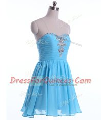 Sweetheart Sleeveless Lace Up Homecoming Dress Baby Blue Chiffon