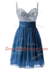 Sleeveless Zipper Knee Length Beading Homecoming Dress