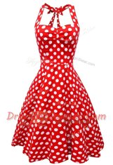 Spectacular White And Red Scoop Backless Pattern Prom Dresses Sleeveless