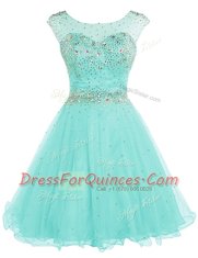 Pretty Scoop Apple Green Sleeveless Chiffon Backless Dress for Prom for Prom and Party