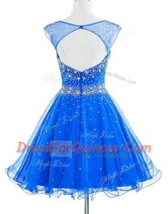 Pretty Scoop Apple Green Sleeveless Chiffon Backless Dress for Prom for Prom and Party