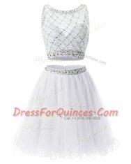 Best Selling White Prom Evening Gown Prom and Party and For with Beading and Belt Sweetheart Sleeveless Side Zipper