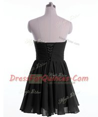 Sleeveless Mini Length Beading Lace Up Prom Evening Gown with Black