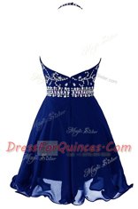 Noble Halter Top Organza Sleeveless Mini Length Prom Dress and Beading