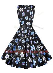 Luxury Scoop Multi-color Chiffon Zipper Prom Dresses Sleeveless Knee Length Sashes ribbons and Pattern